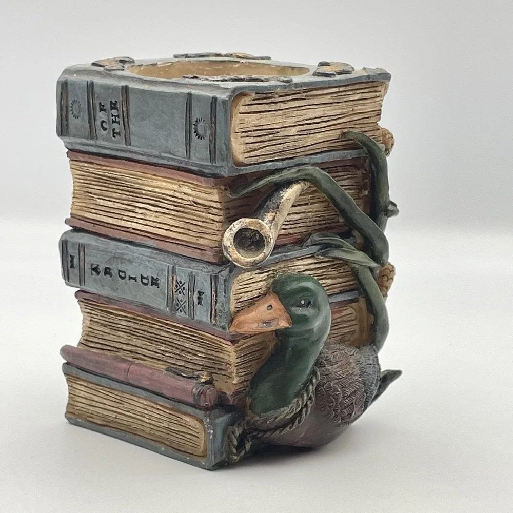 Vintage 1990s Duck Books Pencil Holder Desk Organizer Cachepot Library Decor